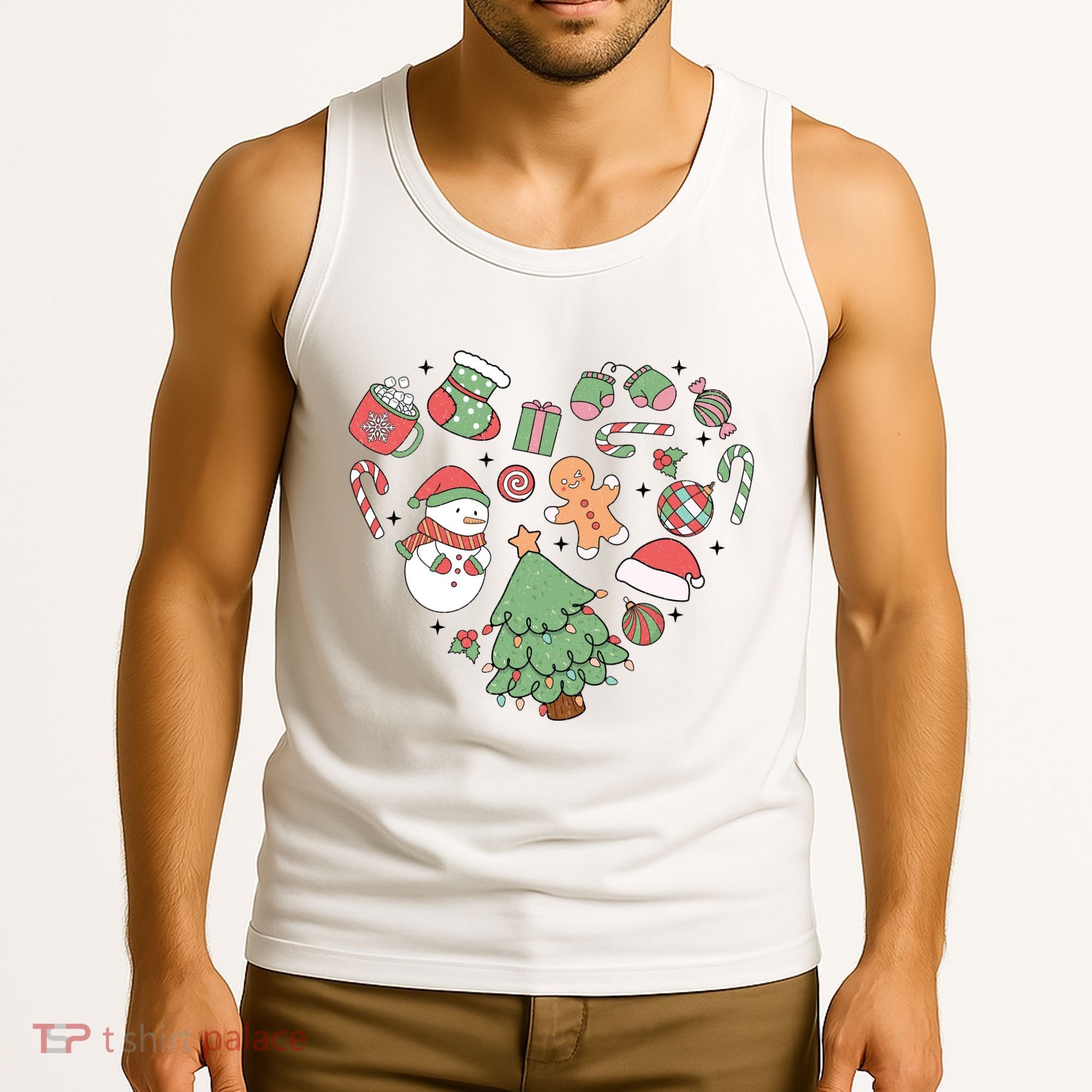 Festive Christmas Heart Holiday Tank Top