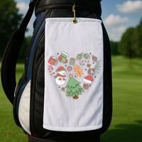 Festive Christmas Heart Holiday Golf Towel thumb 2
