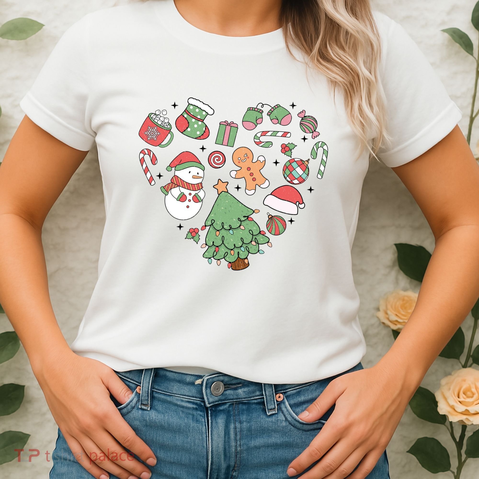 Festive Christmas Heart Holiday Women's T-Shirt