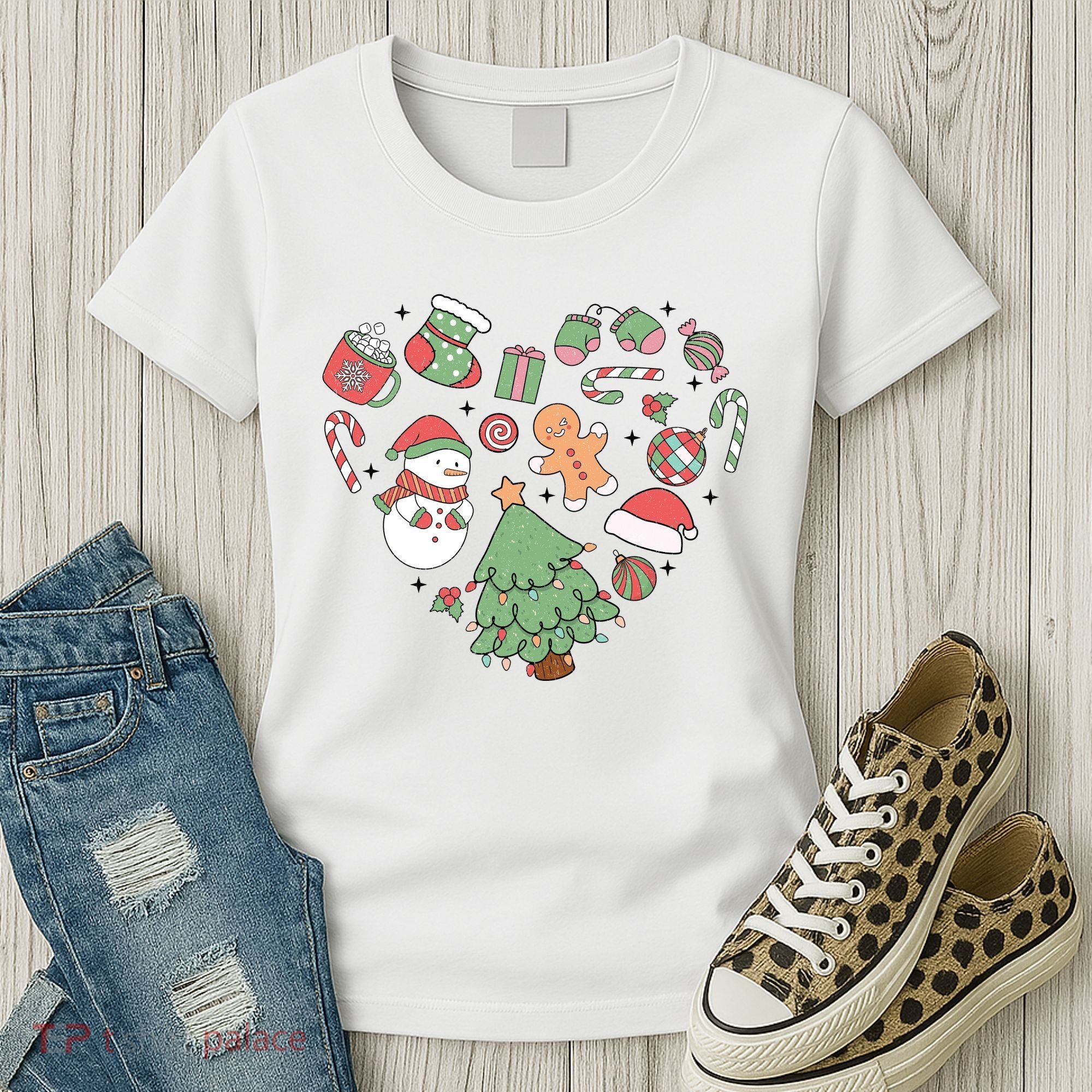Festive Christmas Heart Holiday Women's T-Shirt