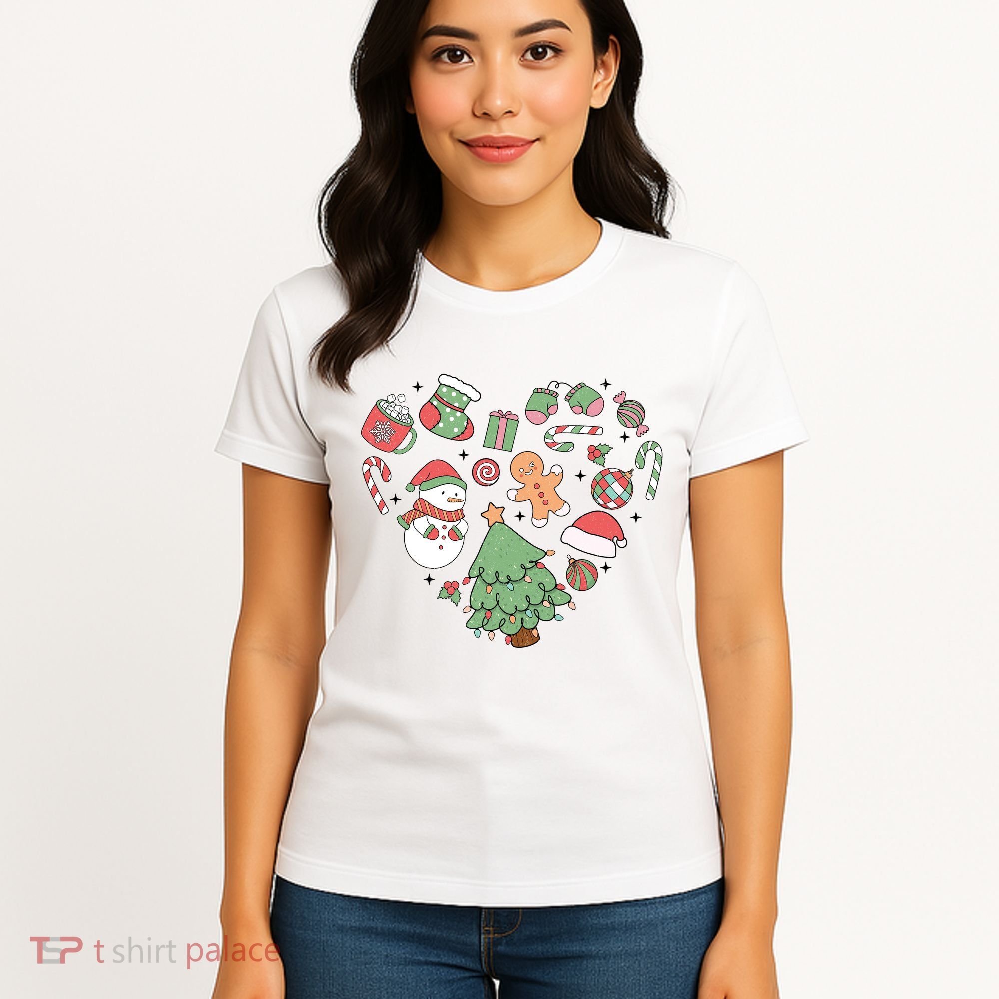 Festive Christmas Heart Holiday Women's T-Shirt