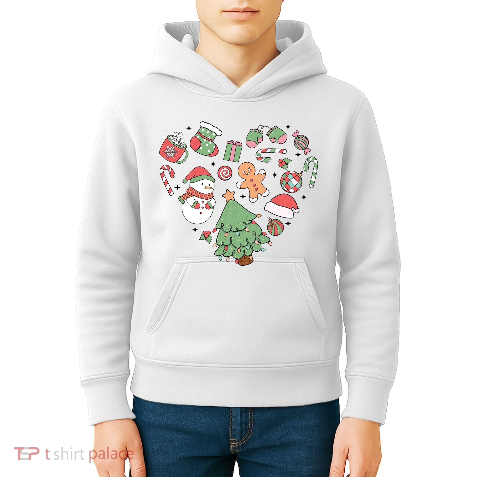 Festive Christmas Heart Holiday Kids Hoodie