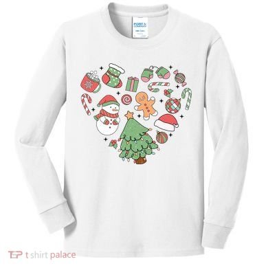 Festive Christmas Heart Holiday Kids Long Sleeve Shirt
