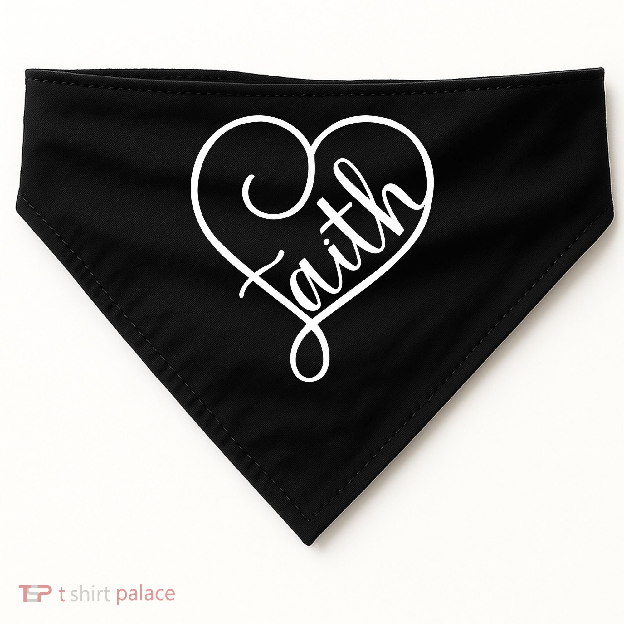 Faith Cursive Heart Christians Jesus Loves USA-Made Doggie Bandana