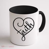 Faith Cursive Heart Christians Jesus Loves Coffee Mug thumb 1