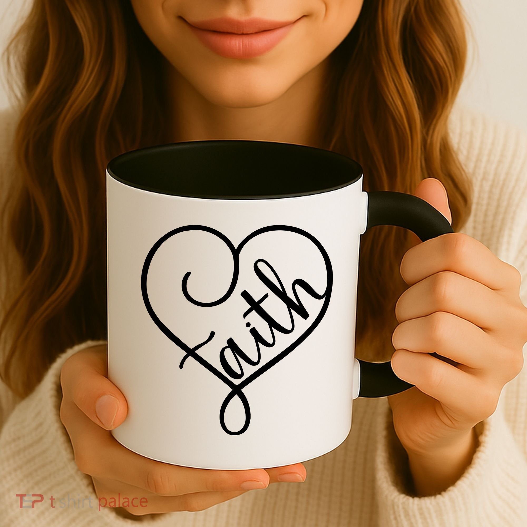 Faith Cursive Heart Christians Jesus Loves Coffee Mug