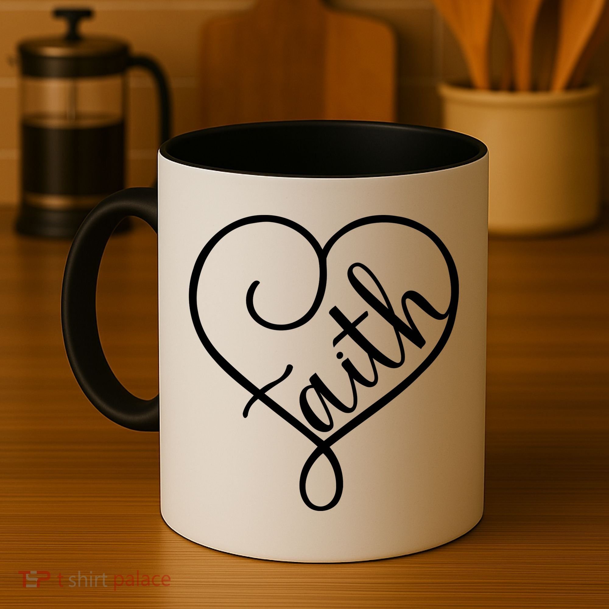 Faith Cursive Heart Christians Jesus Loves Coffee Mug