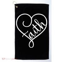 Faith Cursive Heart Christians Jesus Loves Golf Towel thumb 0