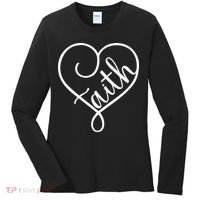 Faith Cursive Heart Christians Jesus Loves Women's Long Sleeve Shirt thumb 0
