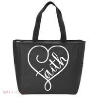 Faith Cursive Heart Christians Jesus Loves Tote Bag thumb 0