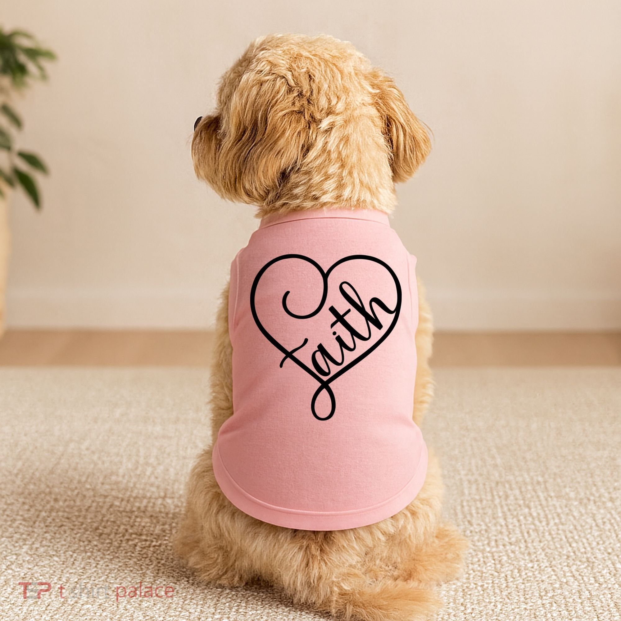 Faith Cursive Heart Christians Jesus Loves Doggie Tank