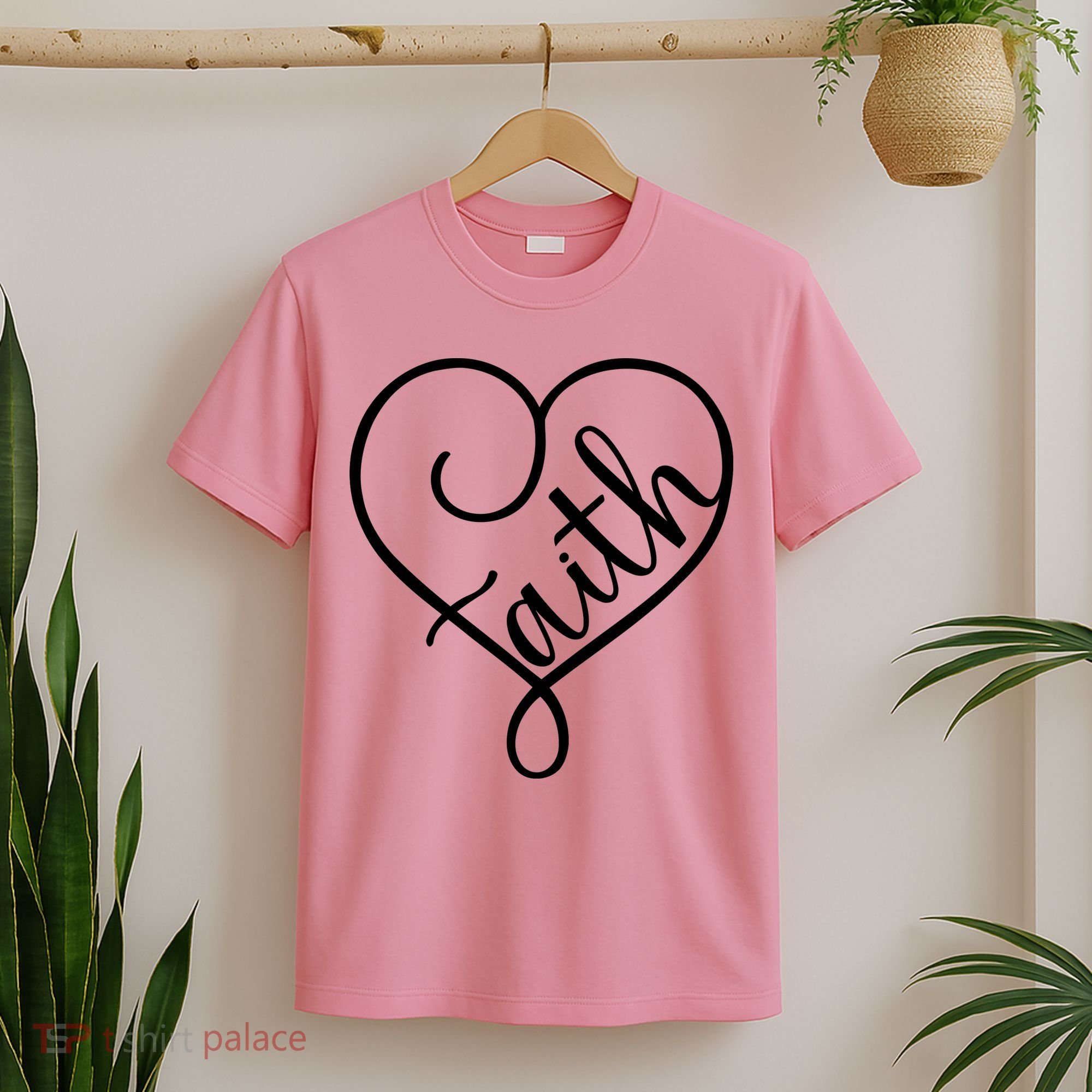 Faith Cursive Heart Christians Jesus Loves T-Shirt