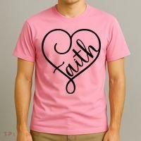 Faith Cursive Heart Christians Jesus Loves T-Shirt thumb 3