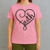 Faith Cursive Heart Christians Jesus Loves T-Shirt thumb 4