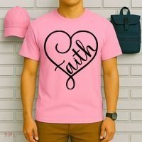 Faith Cursive Heart Christians Jesus Loves T-Shirt thumb 6