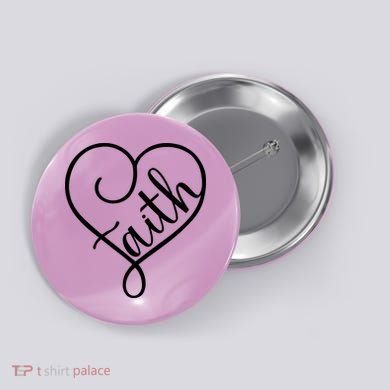 Faith Cursive Heart Christians Jesus Loves Button