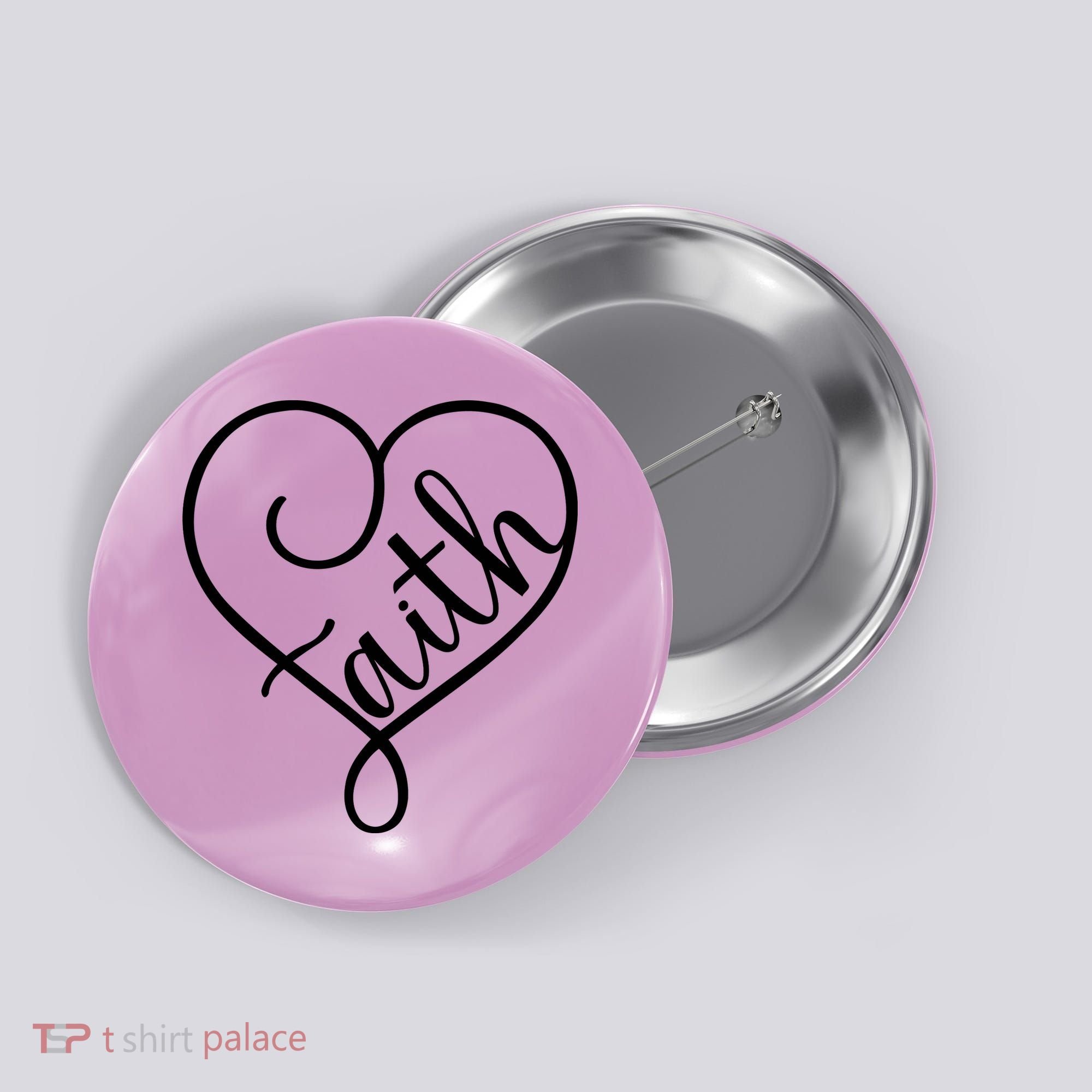 Faith Cursive Heart Christians Jesus Loves Button