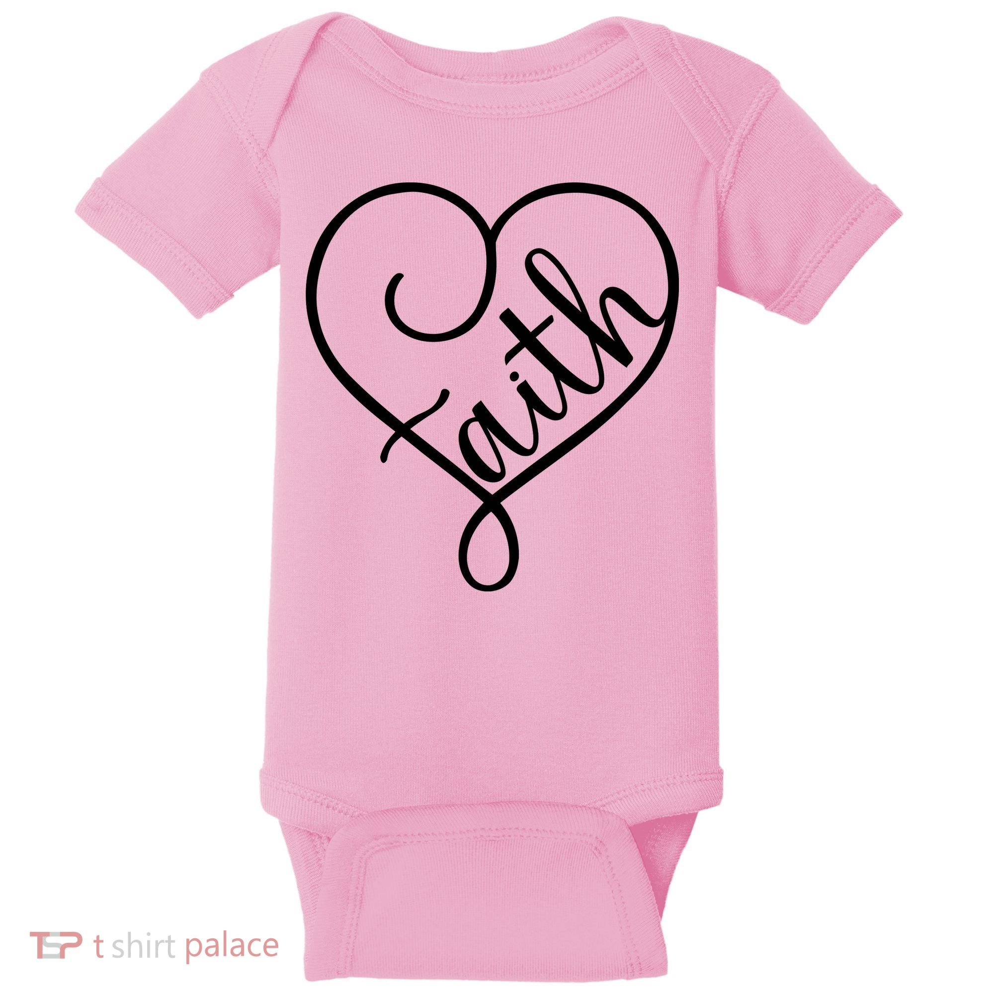 Faith Cursive Heart Christians Jesus Loves Baby Bodysuit