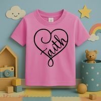 Faith Cursive Heart Christians Jesus Loves Toddler T-Shirt thumb 3