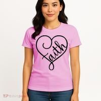 Faith Cursive Heart Christians Jesus Loves Women's T-Shirt thumb 4