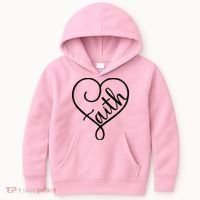 Faith Cursive Heart Christians Jesus Loves Kids Hoodie thumb 0