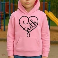 Faith Cursive Heart Christians Jesus Loves Kids Hoodie thumb 2