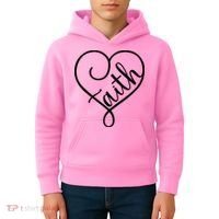 Faith Cursive Heart Christians Jesus Loves Kids Hoodie thumb 4