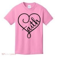 Faith Cursive Heart Christians Jesus Loves Kids T-Shirt thumb 0