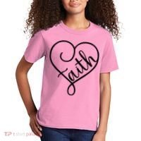 Faith Cursive Heart Christians Jesus Loves Kids T-Shirt thumb 2