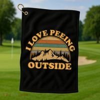 funny Camping Hiking I Love Peeing Outside Golf Towel thumb 1