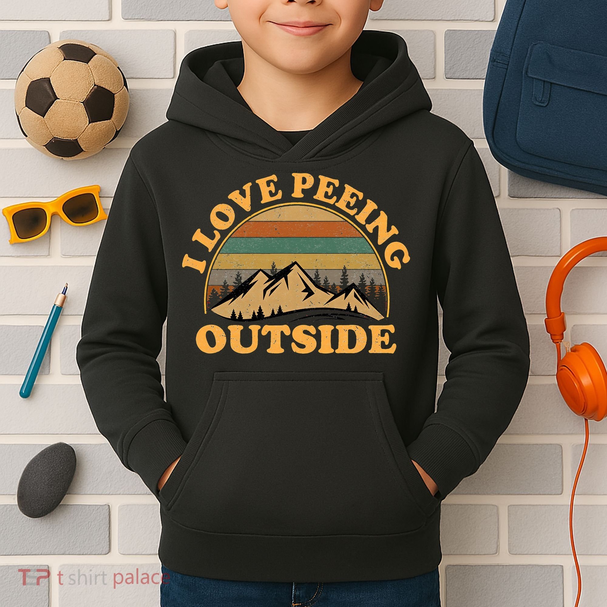 funny Camping Hiking I Love Peeing Outside Kids Hoodie