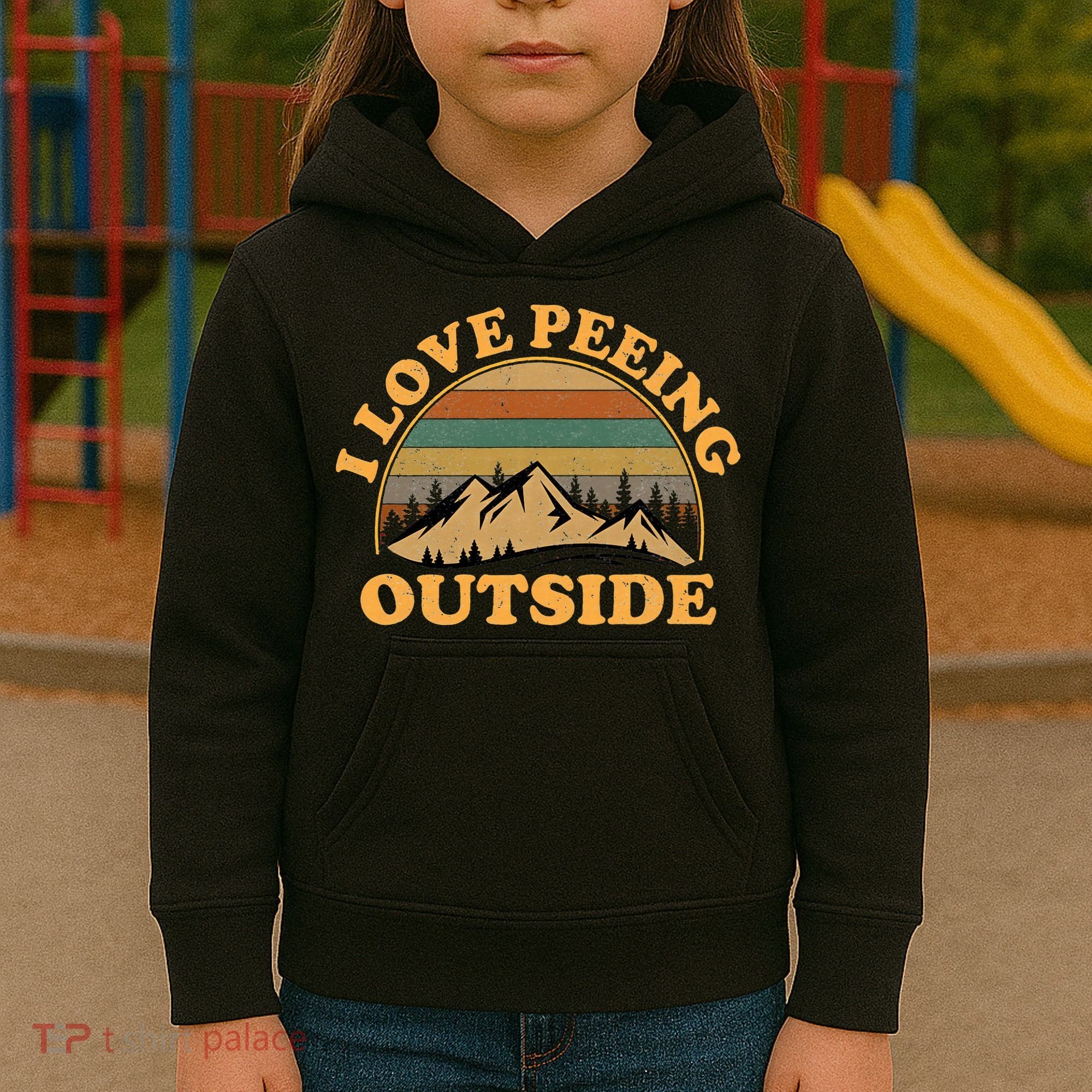 funny Camping Hiking I Love Peeing Outside Kids Hoodie