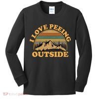 funny Camping Hiking I Love Peeing Outside Kids Long Sleeve Shirt thumb 0