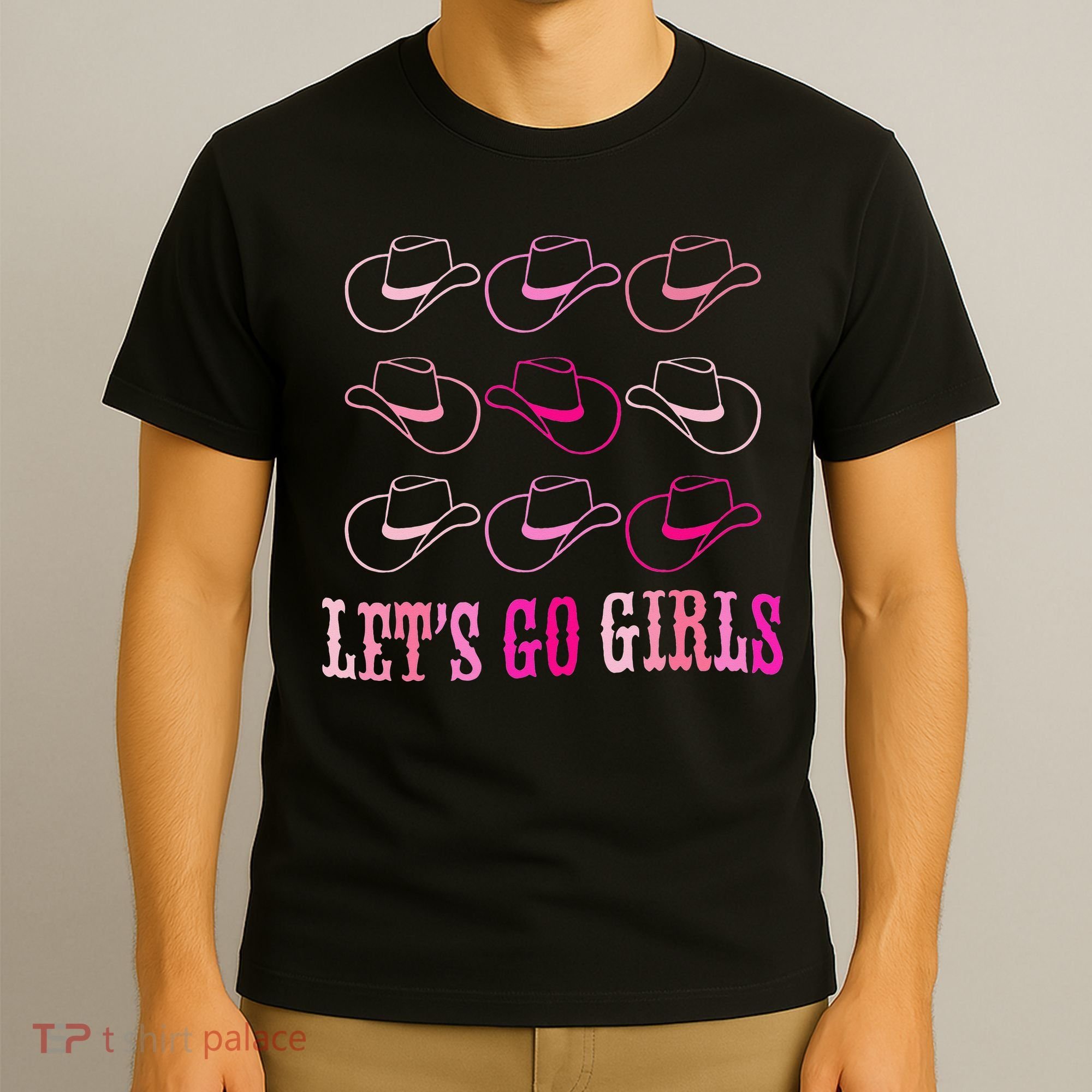 funny Cow Hat Let's Go Western Cowgirls T-Shirt