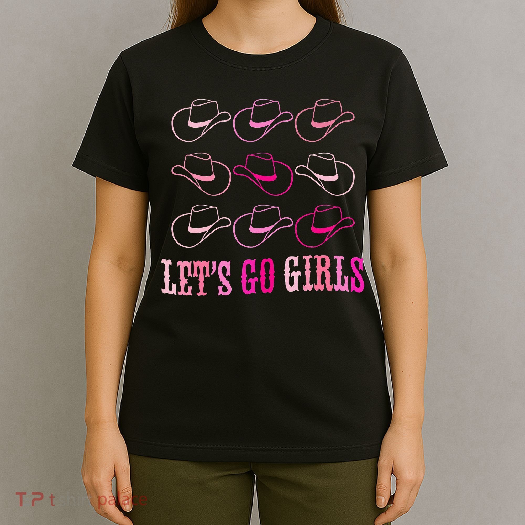 funny Cow Hat Let's Go Western Cowgirls T-Shirt