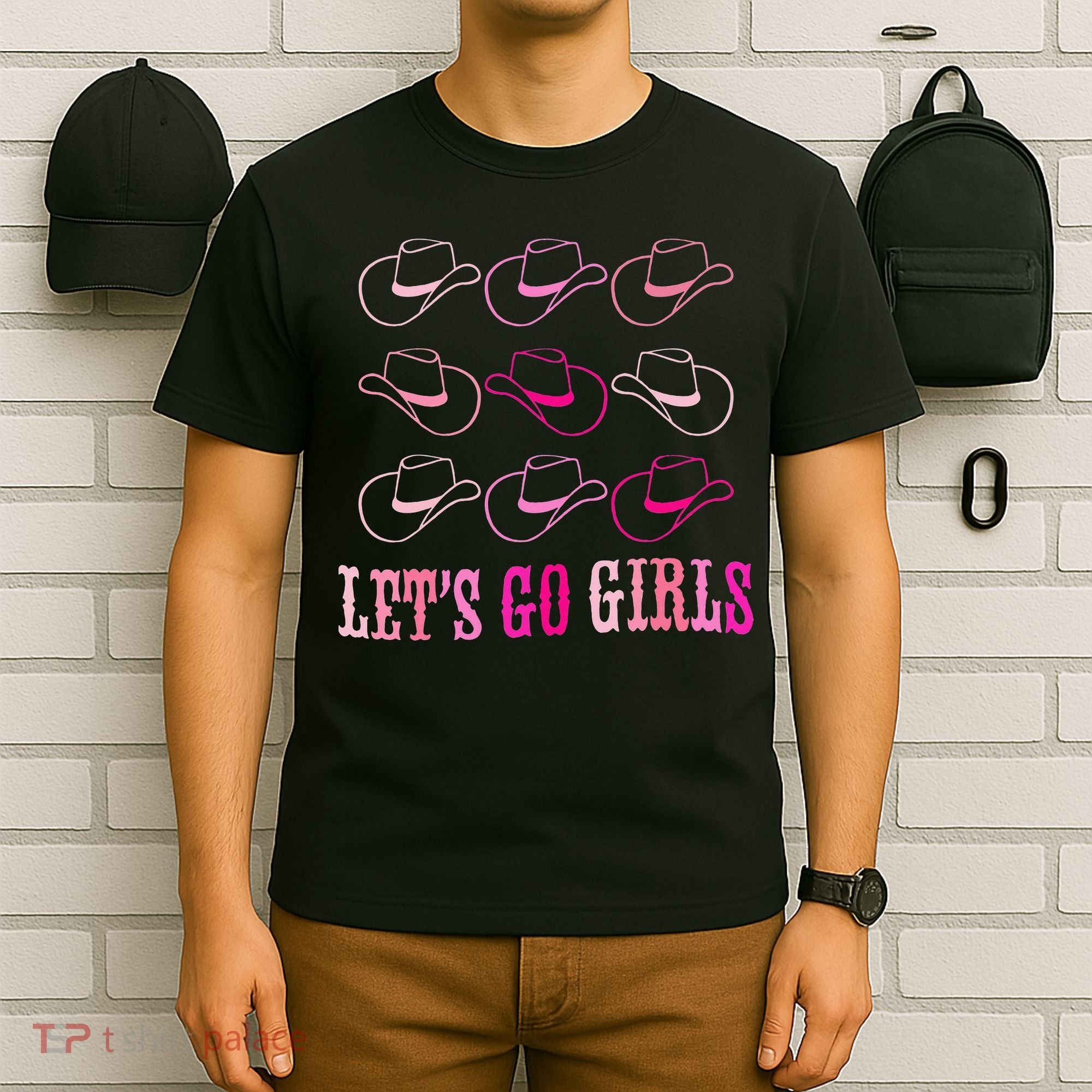 funny Cow Hat Let's Go Western Cowgirls T-Shirt