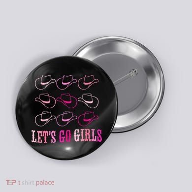 funny Cow Hat Let's Go Western Cowgirls Button