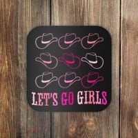 funny Cow Hat Let's Go Western Cowgirls Coaster thumb 0