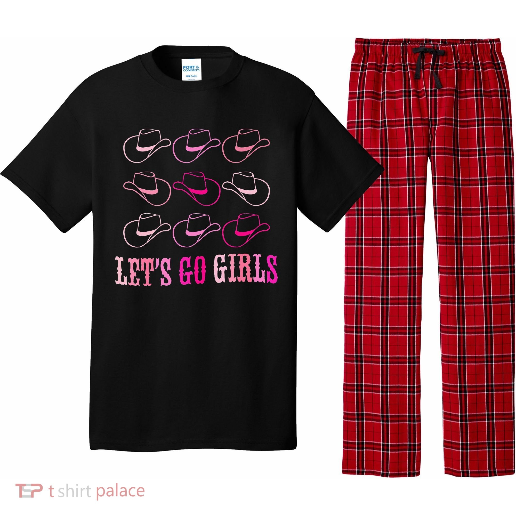 funny Cow Hat Let's Go Western Cowgirls Pajama Set
