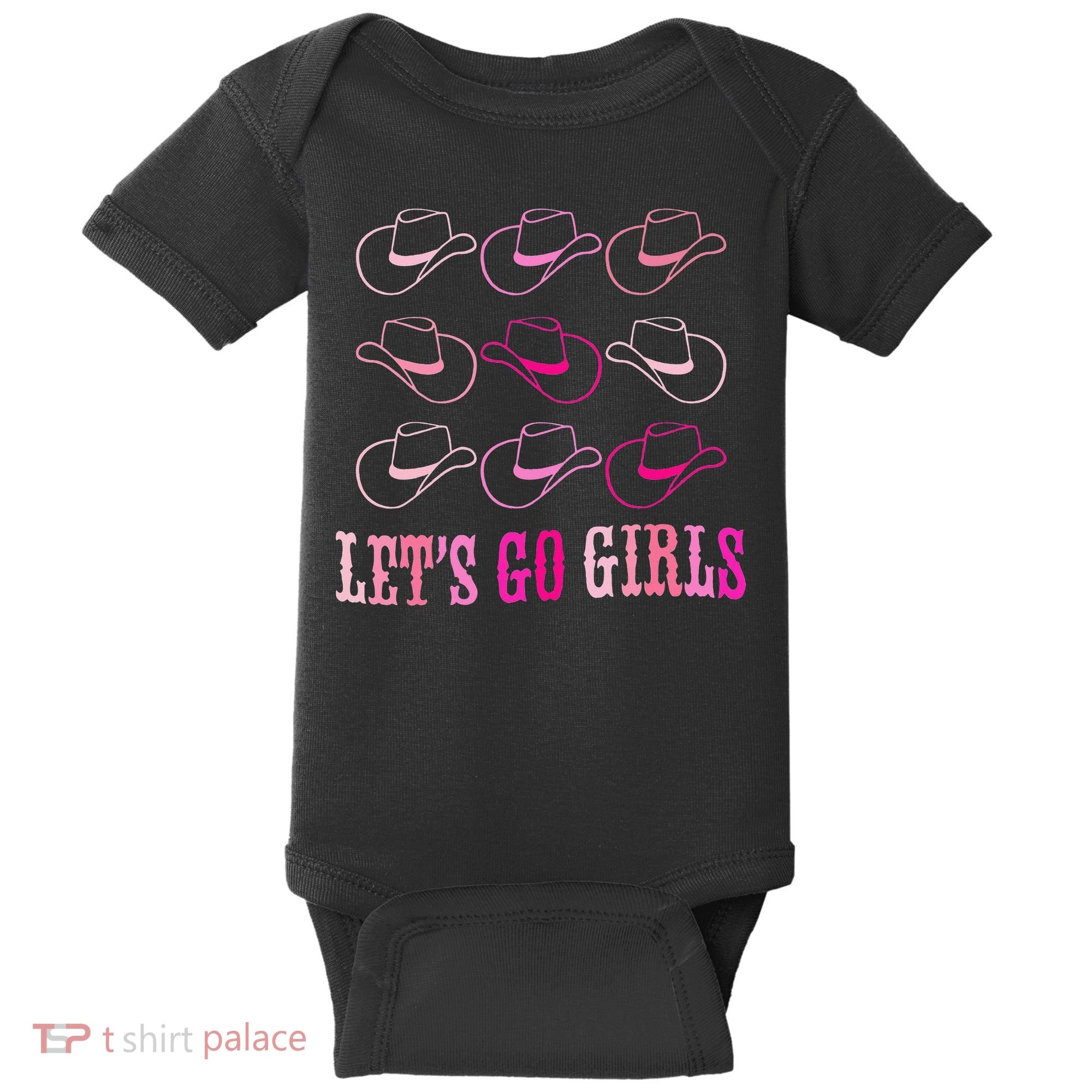 funny Cow Hat Let's Go Western Cowgirls Baby Bodysuit