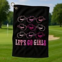 funny Cow Hat Let's Go Western Cowgirls Golf Towel thumb 1