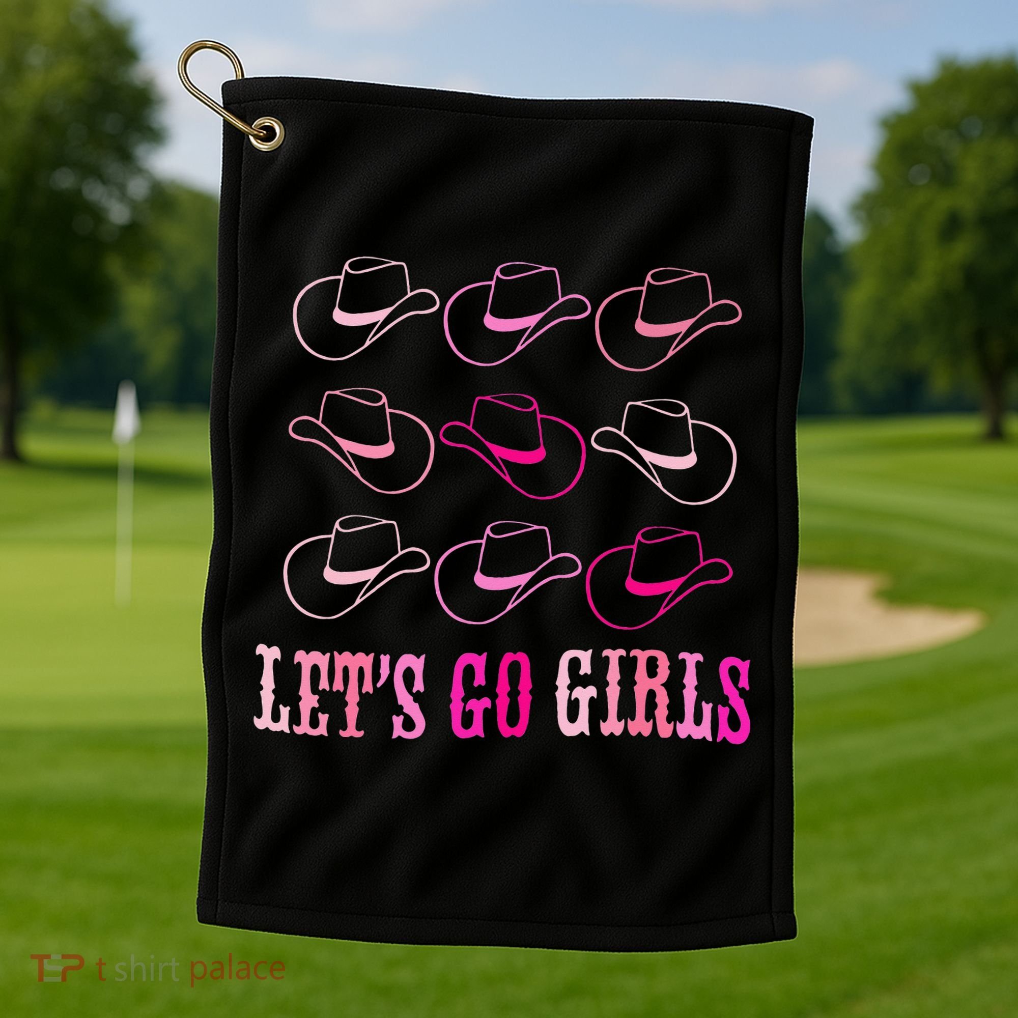 funny Cow Hat Let's Go Western Cowgirls Golf Towel