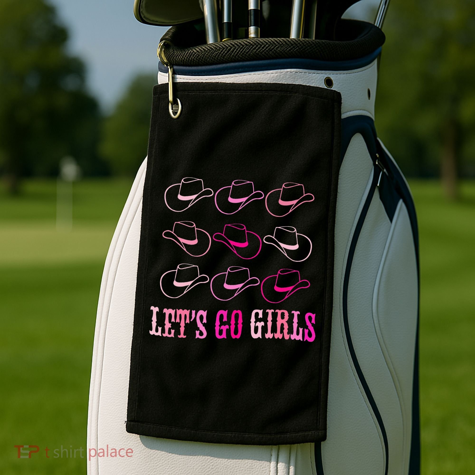 funny Cow Hat Let's Go Western Cowgirls Golf Towel