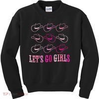 funny Cow Hat Let's Go Western Cowgirls Kids Sweatshirt thumb 0