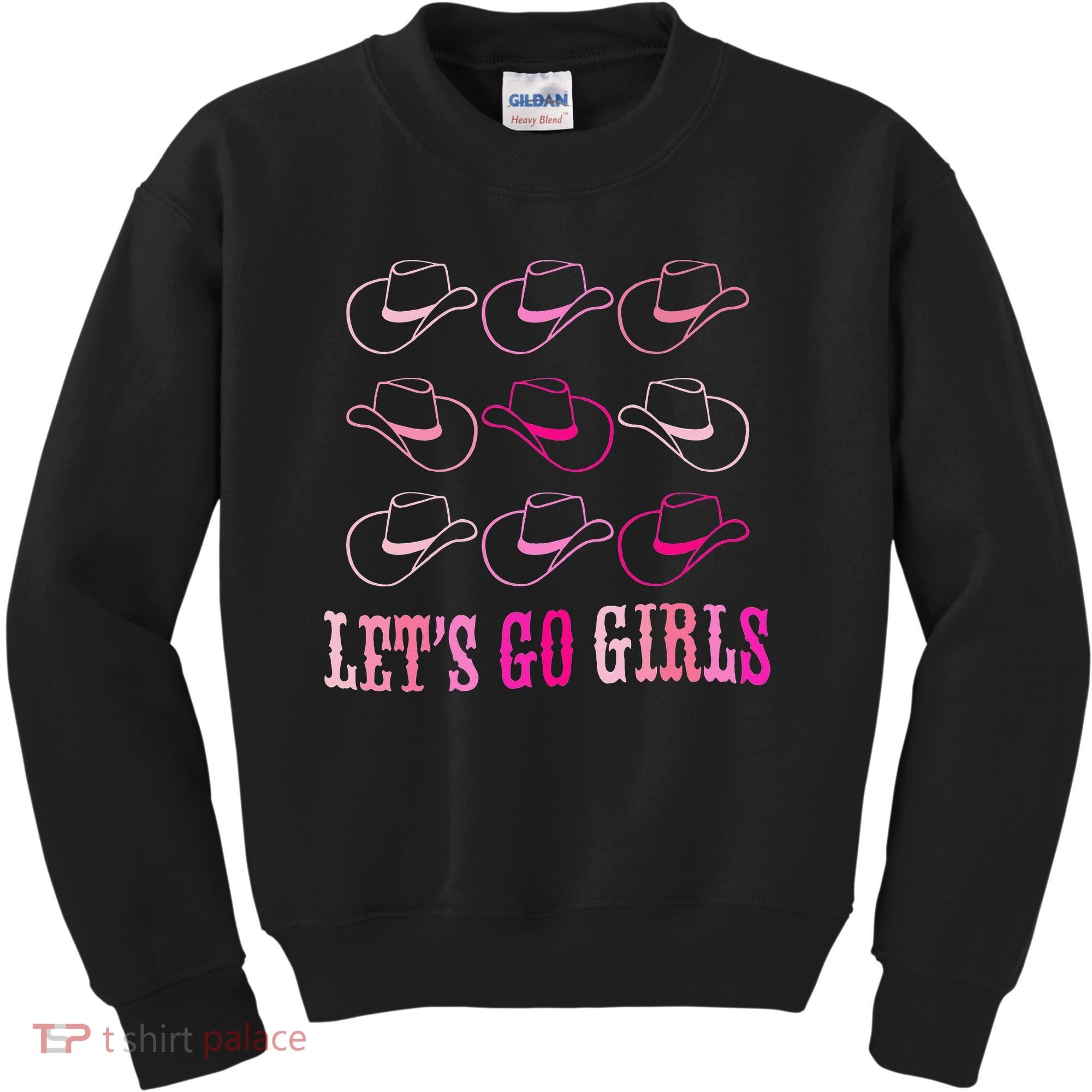 funny Cow Hat Let's Go Western Cowgirls Kids Sweatshirt