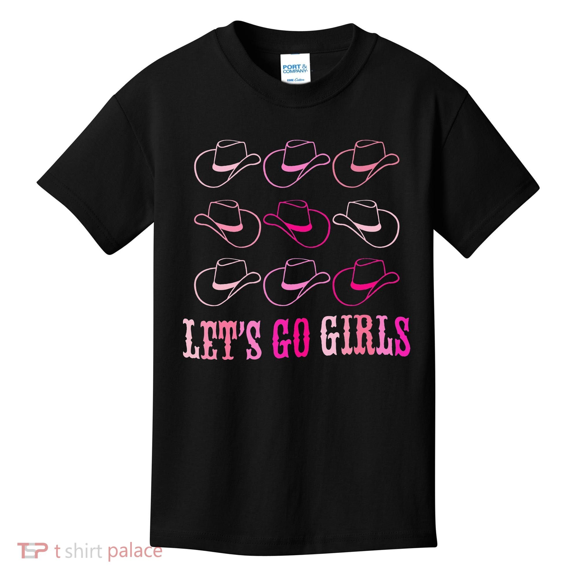 funny Cow Hat Let's Go Western Cowgirls Kids T-Shirt