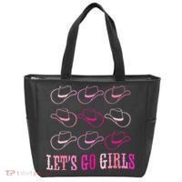 funny Cow Hat Let's Go Western Cowgirls Tote Bag thumb 0