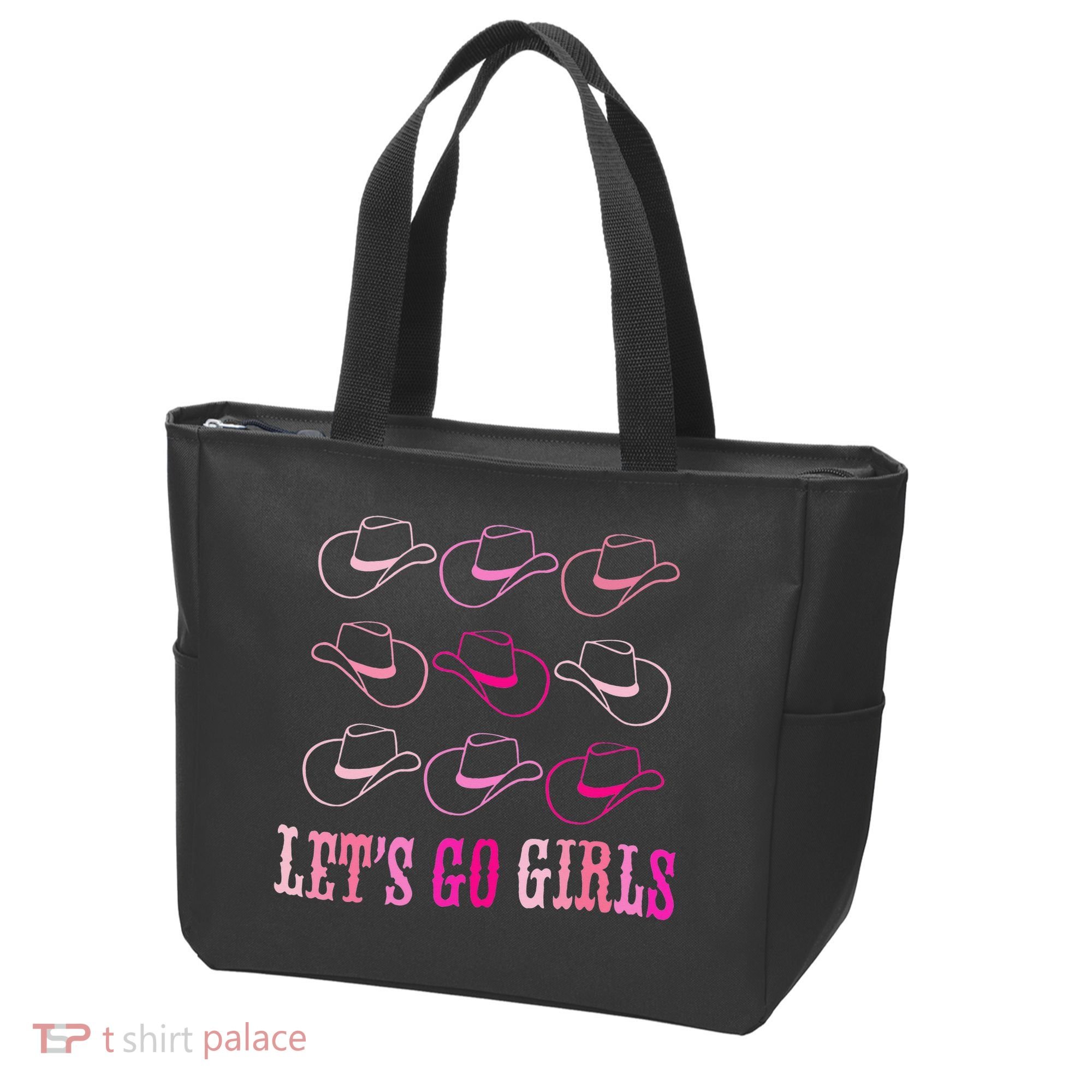 funny Cow Hat Let's Go Western Cowgirls Tote Bag