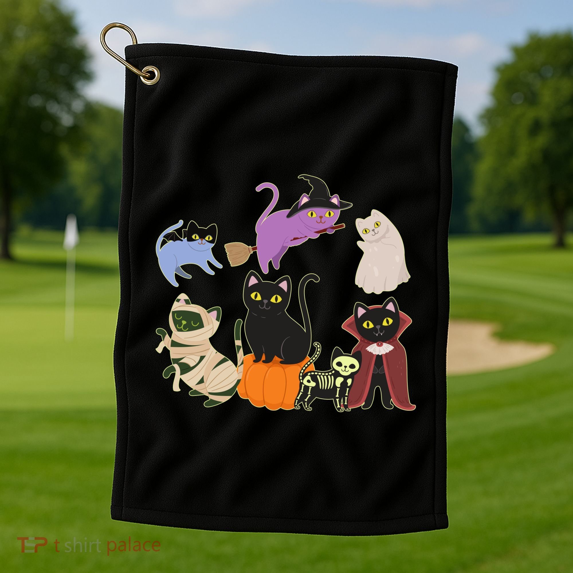 Funny Cute Halloween Costume Cats Kitties Golf Towel