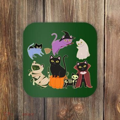 Funny Cute Halloween Costume Cats Kitties Coaster